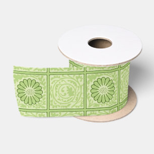 Ruban En Satin Carreau motif vert de William Morris Diaper