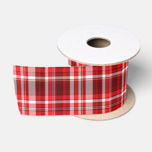 Ruban En Satin Carreaux festifs rouge et blanc