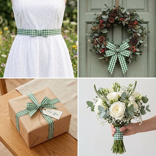 Ruban En Satin Carreaux verts