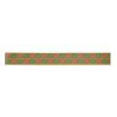 Ruban En Satin Carrelage rouge et vert sur Motif or (Devant)