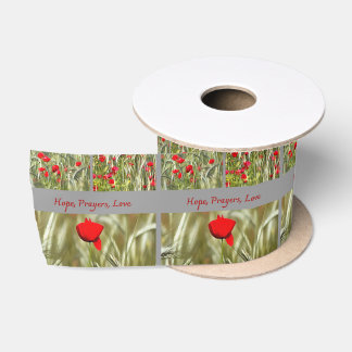Ruban En Satin Carte de deuil Hope Prayers Love avec coquelicot