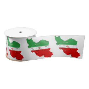 Ruban En Satin Carte de l'Iran avec drapeau et emblème