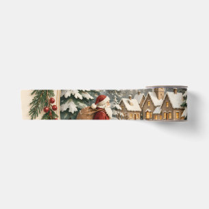Ruban En Satin Carte de vœux de Noël pastel, Père Noël et neige