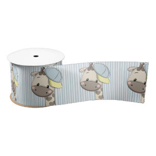 Ruban En Satin Cartoon personnalisé Baby Boy Giraffe Satin Ribbon