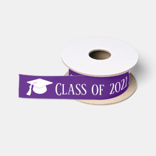 Ruban En Satin Casquette blanc Classe de 2022 Purple