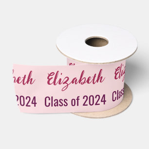 Ruban En Satin Catégorie du diplômé de 2024 Nom rose pâle