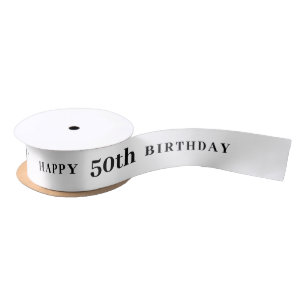 Ruban En Satin Célébrer 50 : Joyeux Anniversaire Ruban blanc
