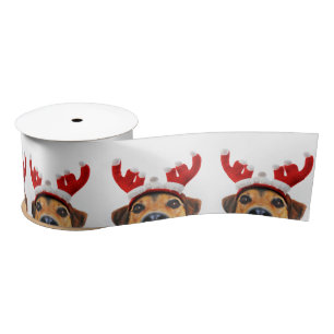 Ruban En Satin Cerceau de cerf drôle et mignon pour chien de Noël