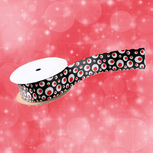 Ruban En Satin Cercles blancs rouges Cool géométriques Abstraits