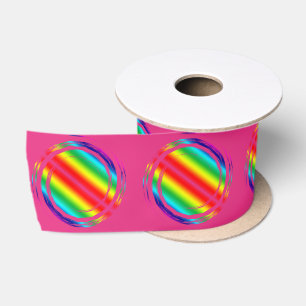 Ruban En Satin Cercles Pois arc-en-ciel