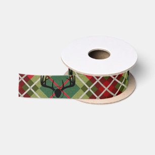 Ruban En Satin Cerfs communs Antler de plaid