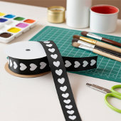 Ruban En Satin Chaîne de Coeurs en ruban noir et blanc