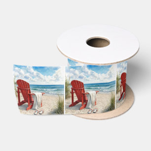 Ruban En Satin Chaise de plage rouge Adirondack avec tongs