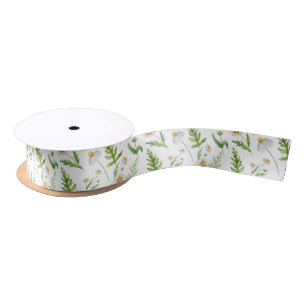 Ruban En Satin Chamomile Fleur Botanique Rustique Motif