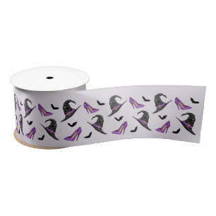 Ruban En Satin Chapeau de sorcière et talons avec Halloween lilas