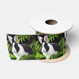 Ruban En Satin "Charme classique : le lapin lapin noir et blanc"