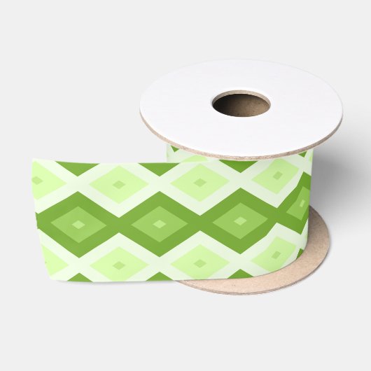 Ruban En Satin Chartreuse green diamond pattern (Bobine)