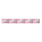 Ruban En Satin Chat Blanc Avec Rubans Roses (Devant)