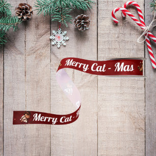 Ruban En Satin Chat de Noël -Mas Crimson Noël Chat Amoureux