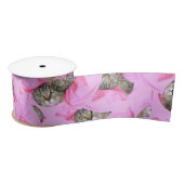 Ruban En Satin Chat mignon dans un Motif Casquette rose (Bobine)