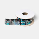 Ruban En Satin Chats bleus (Bobine)