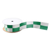 Ruban En Satin Checkered Pattern in Kelly Green and White (Bobine)