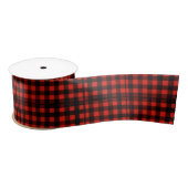 Ruban En Satin Chèque de bison rouge et noir (Bobine)