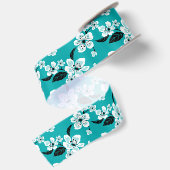RUBAN EN SATIN CHERRY BLOSSOM - SAKURA (TURQUOISE) (Dos)