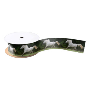 Ruban En Satin Cheval blanc galopant