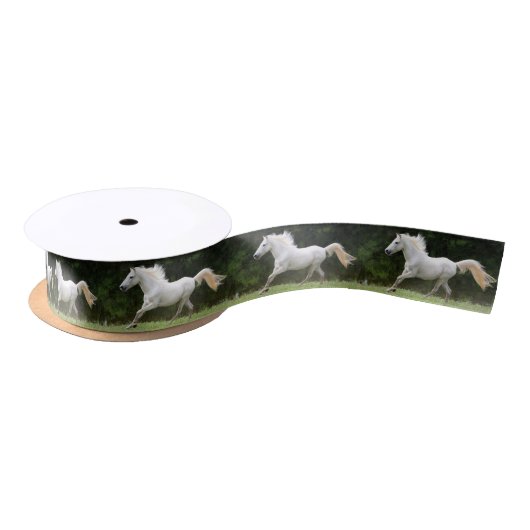 Ruban En Satin Cheval blanc galopant (Bobine)