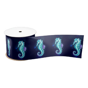 Ruban En Satin Cheval de mer de glace cristal sur Arrière - plan 