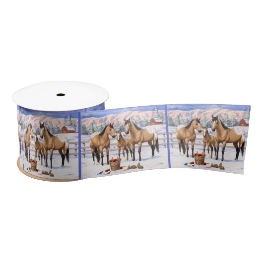 Ruban En Satin Chevaux Appaloosa En Peau De Bouche En Neige (Bobine)