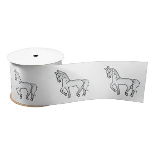 Ruban En Satin Chevaux gris mignons de dessin animé trottant