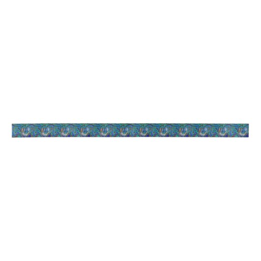 Ruban En Satin Chevaux sauvages en Brown et Turquoise (Devant)