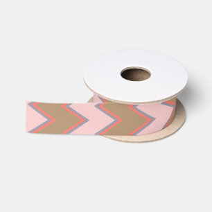 Ruban En Satin Chevron de printemps en Brown, rose et pêche