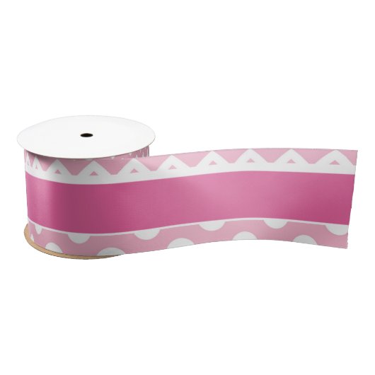 Ruban En Satin Chevron rose et blanc et Pois (Bobine)
