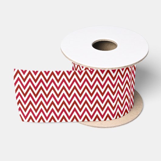 Ruban En Satin Chevron ZigZag Rouge et Blanc (Bobine)