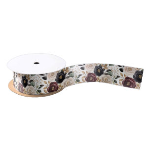 Ruban En Satin Chic Burgundy Crème Floral Mariage