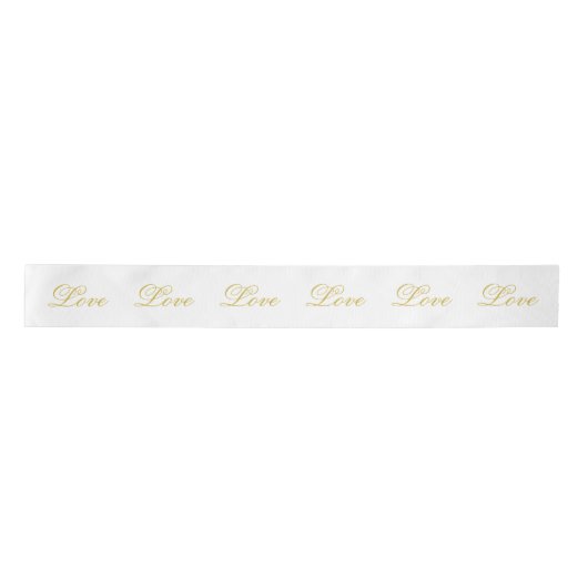 Ruban En Satin Chic Gold Script White Love Mariage Calligraphie (Devant)