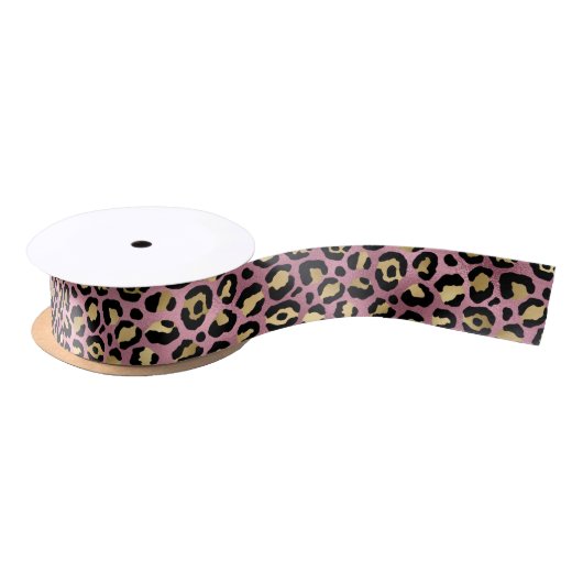 Ruban En Satin Chic Pink Gold Leopard Motif Baby shower cadeau (Bobine)