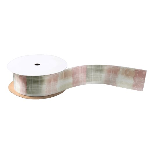 Ruban En Satin Chic Pink Mint Cream Plaid Stripes Birthday (Bobine)