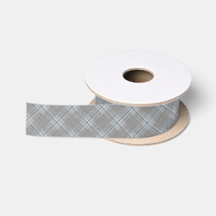 Ruban En Satin Chic Tartan bleu gris noir Motif