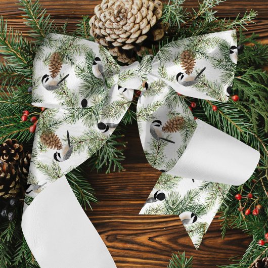 Ruban En Satin Chickadee Pine Branch Bois