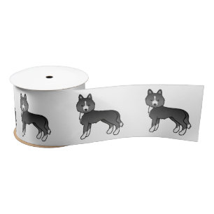 Ruban En Satin Chien de caricature, principalement Noir Sibérien