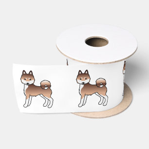 Ruban En Satin Chien de dessin animé mignon Klee Kai d'Alaska rou