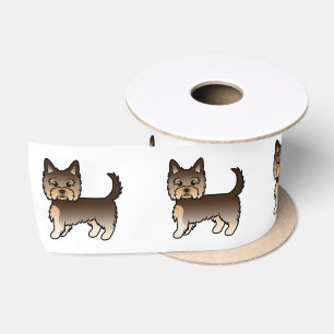Ruban En Satin Chiens de dessin animé Yorkshire Terrier au chocol
