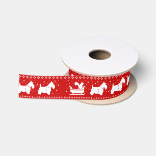 Ruban En Satin Chiens écossais des Terriers Chiens Noël Sleigh Ho