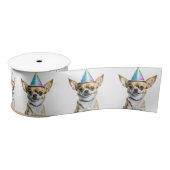 Ruban En Satin Chihuahua avec Casquette d'anniversaire (Bobine)