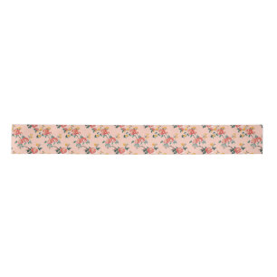 Ruban En Satin Chinoiserie rose pâle Floral