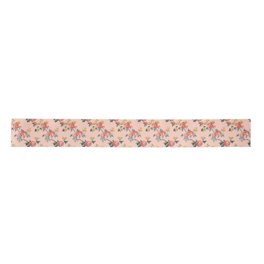 Ruban En Satin Chinoiserie rose pâle Floral (Devant)